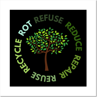 Refuse Reduce Repair Reuse Recycle Rot - Green Eco Posters and Art